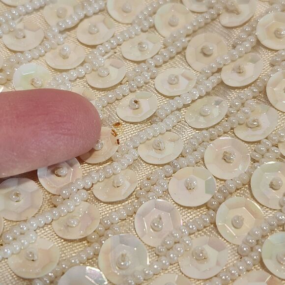 VTG Beaded Sequin Purse Ivory Evening Bag Gold Chain Strap Kisslock Handbag 6x5‎ - Picture 11 of 11